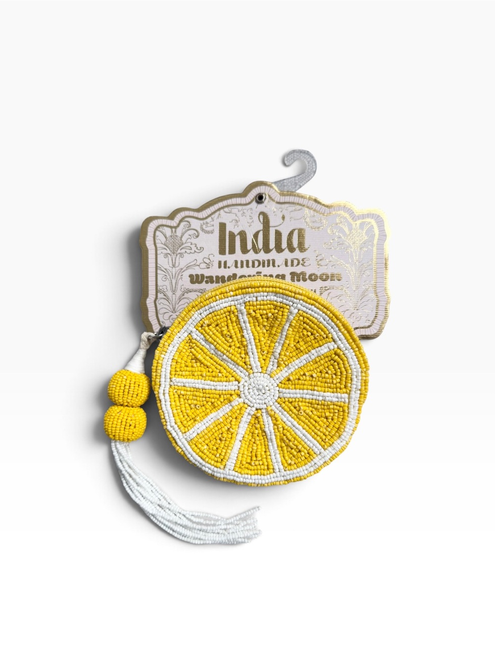 Wandering Moon Handmade Beaded Lemon Coin or Mahjong Trinket Purse NWT